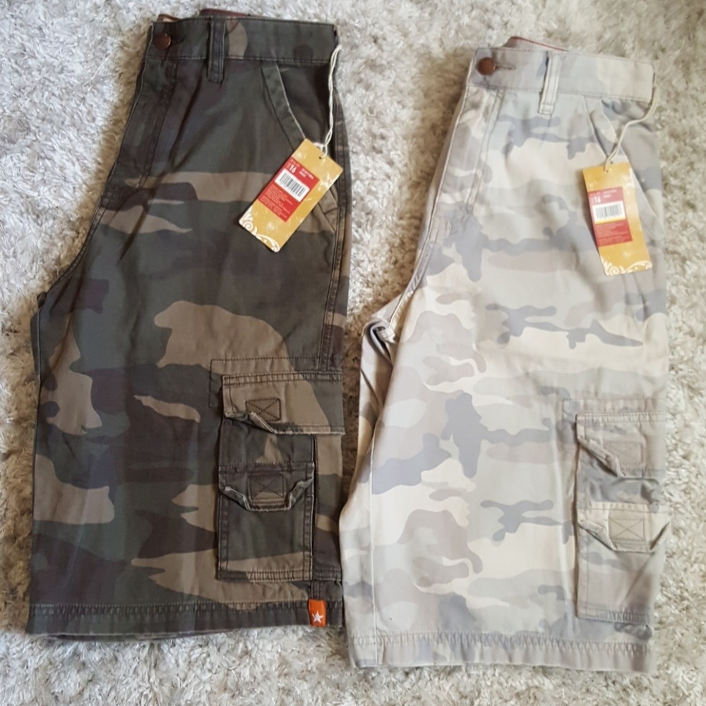 2 Pair Camo Cargo Shorts